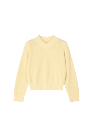 PADDED V-NECK SWEATER BUTTER YELLOW