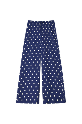 POLKA DOT DRAWSTRING TROUSERS NAVY BLUE / ECRU