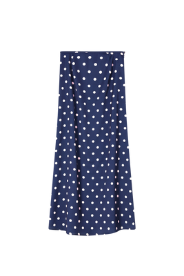POLKA DOT MAXI SKIRT NAVY BLUE / ECRU