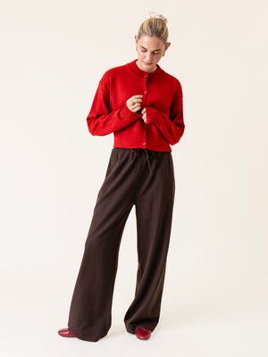 ELASTICATED PINSTRIPE TROUSERS BROWN