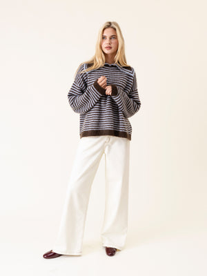 STRIPED SAILOR SWEATER BROWN/BLUE