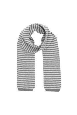 STRIPED MOHAIR SCARF GREY/ECRU