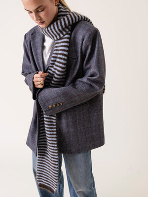 STRIPED MOHAIR SCARF BROWN/BLUE