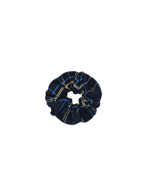 CHECKED SCRUNCHIE NAVY BLUE