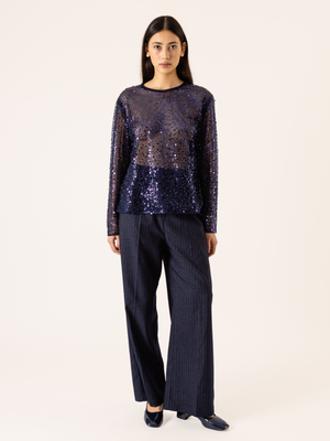 MARIGOLD SEQUIN TOP NAVY BLUE