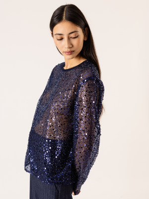 MARIGOLD SEQUIN TOP NAVY BLUE