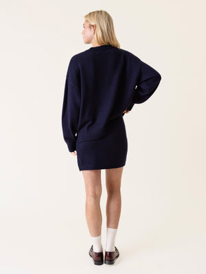 KNITTED MINI SKIRT NAVY BLUE