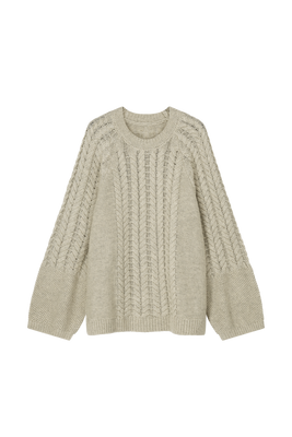 BRAIDED FISHERMAN SWEATER BEIGE