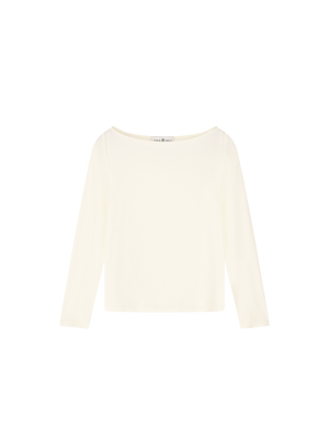 STRETCHY BOAT NECK TOP ECRU