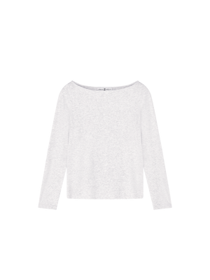 STRETCHY BOAT NECK TOP LIGHT GREY