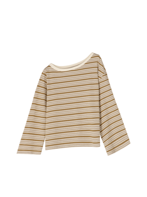 ASYMMETRIC STRIPED T-SHIRT CAMEL