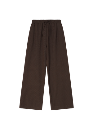 ELASTICATED PINSTRIPE TROUSERS BROWN