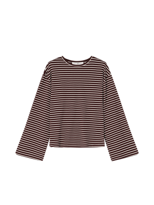 STRIPED LOOSE T-SHIRT BURGUNDY