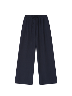 ELASTICATED PINSTRIPE TROUSERS NAVY BLUE