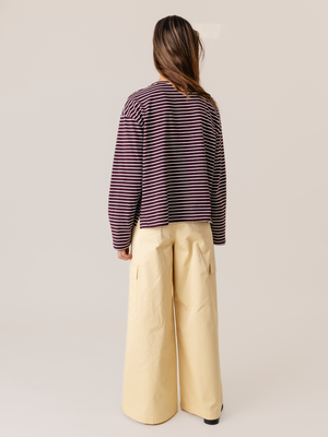 STRIPED LOOSE T-SHIRT BURGUNDY