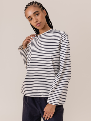 STRIPED LOOSE T-SHIRT ECRU