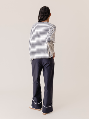 STRIPED LOOSE T-SHIRT ECRU