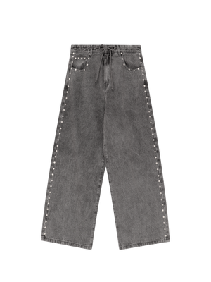 BAGGY STUDDED DENIM TROUSERS GREY