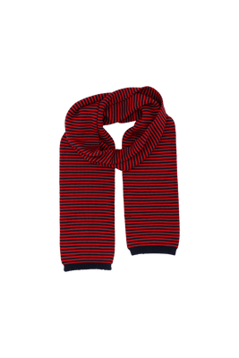 STRIPED MERINO SCARF RED/NAVY