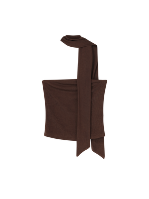 STRETCHY SCARF TOP BROWN