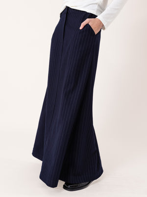 PINSTRIPE MAXI SKIRT NAVY