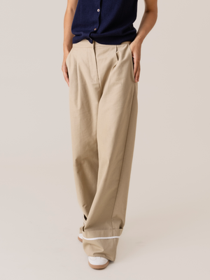 TOPANGA PLEATED TROUSERS BEIGE