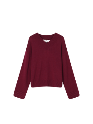 MARY V NECK SWEATER BURGUNDY Lewis Melly
