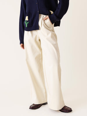 COTTON BARREL TROUSERS ECRU