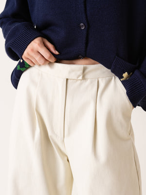 COTTON BARREL TROUSERS ECRU