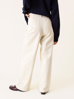 COTTON BARREL TROUSERS ECRU