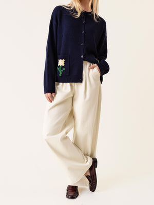 COTTON BARREL TROUSERS ECRU