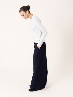 PINSTRIPE MAXI SKIRT NAVY