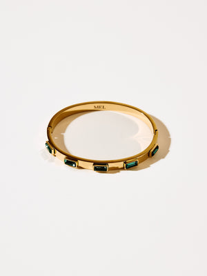 GREEN RHINESTONE BANGLE GOLD