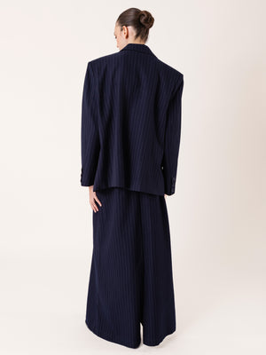 PINSTRIPE MAXI SKIRT NAVY