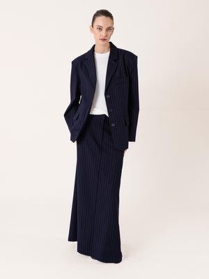 PINSTRIPE MAXI SKIRT NAVY