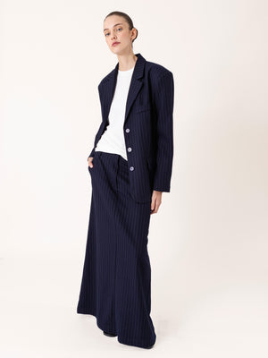 PINSTRIPE MAXI SKIRT NAVY