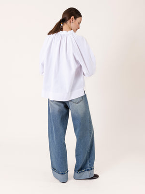 FOLDED HEM DENIM TROUSERS