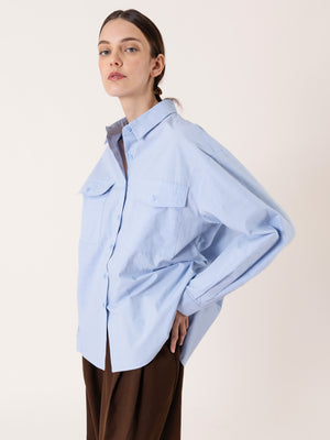 TEXTURED OVERSIZED SHIRT LIGHT BLUE