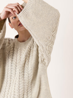 BRAIDED FISHERMAN SWEATER BEIGE