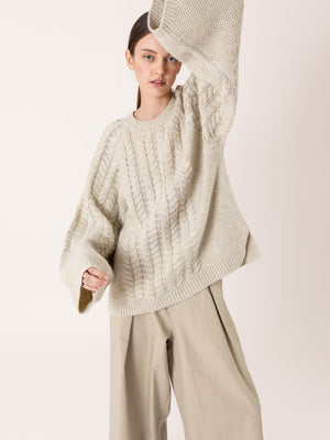 BRAIDED FISHERMAN SWEATER BEIGE