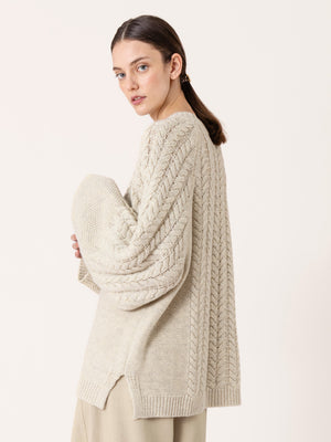 BRAIDED FISHERMAN SWEATER BEIGE