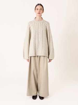 WIDE PLEATED TROUSERS SAND