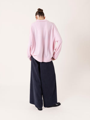 WIDE PLEATED TROUSERS NAVY