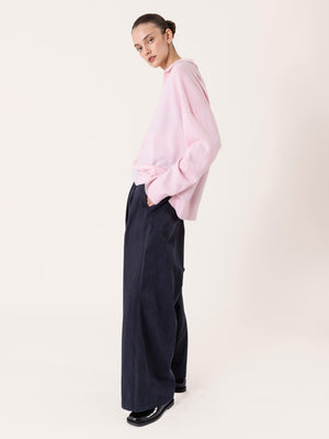 WIDE PLEATED TROUSERS NAVY