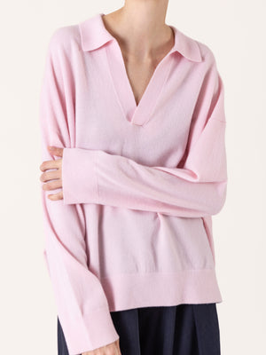 CASHMERE BLEND POLO SWEATER PINK