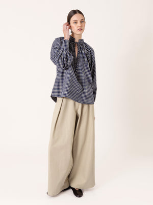 WIDE PLEATED TROUSERS SAND