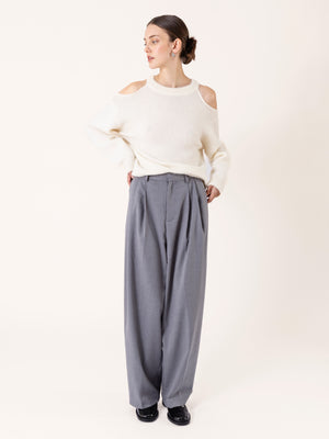 RELAXED PLEATED TROUSERS GREY