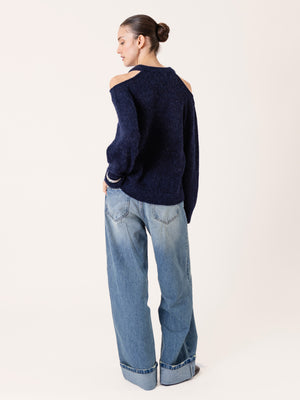 FOLDED HEM DENIM TROUSERS