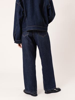 STRAIGHT DARK DENIM TROUSERS