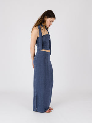 STRETCHY MAXI SKIRT DUSTY BLUE